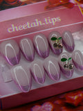 Pink shimmer acrylic press ons