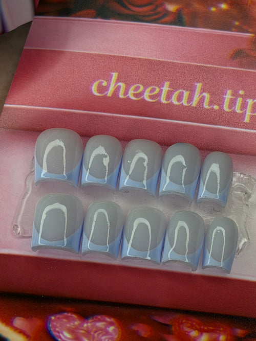 Blue on blue acrylic press ons