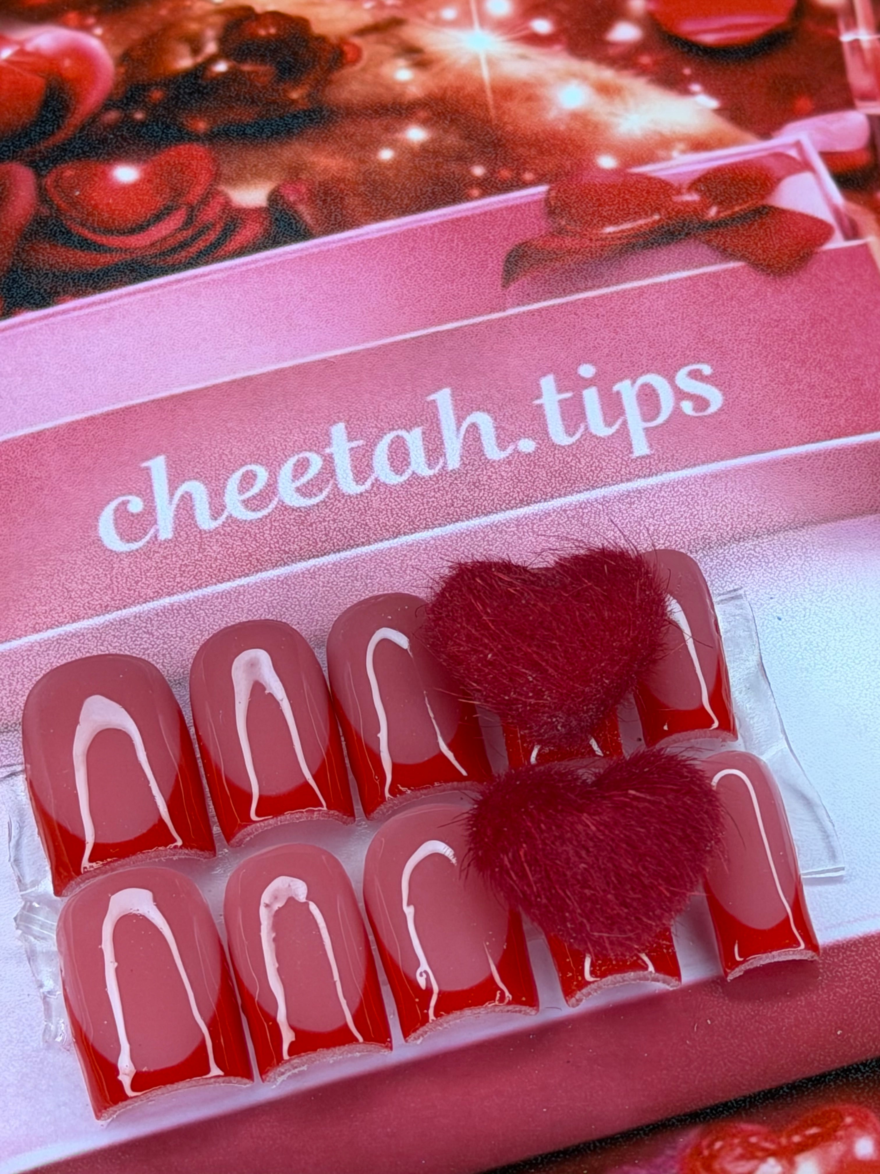 “Red on red” acrylic press ons