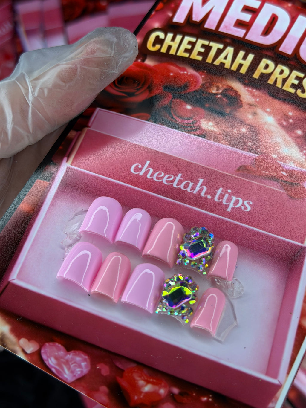 Shades of pink acrylic press ons